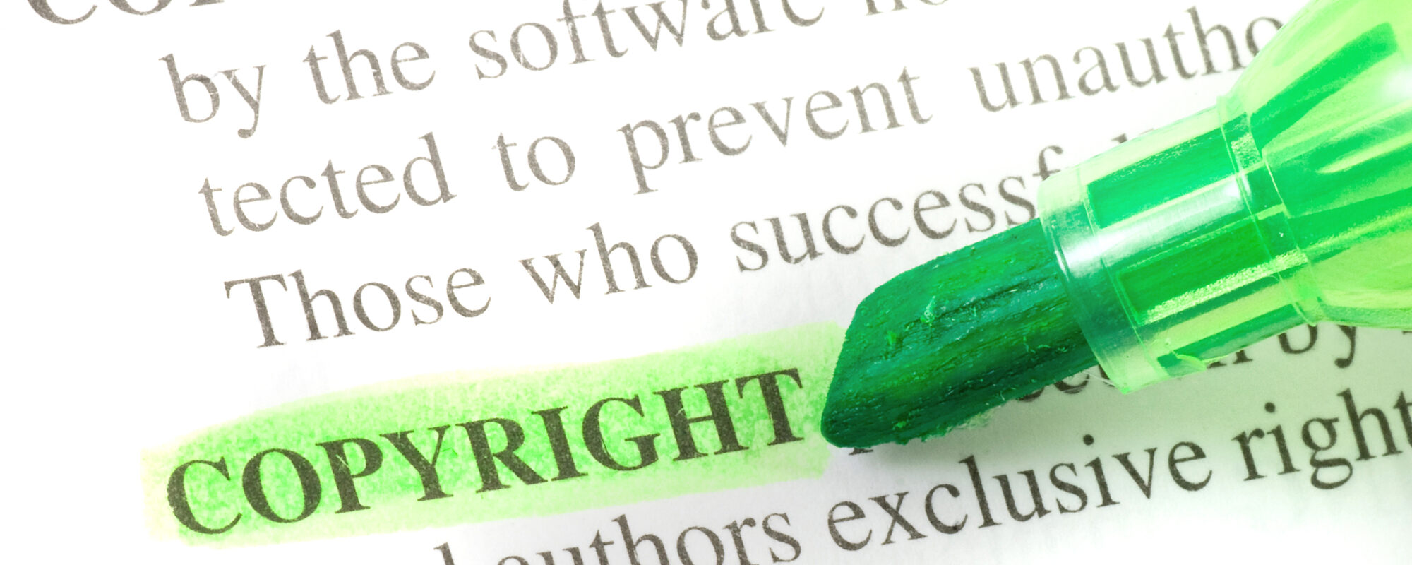 Copyright defintion highligted in dictionary