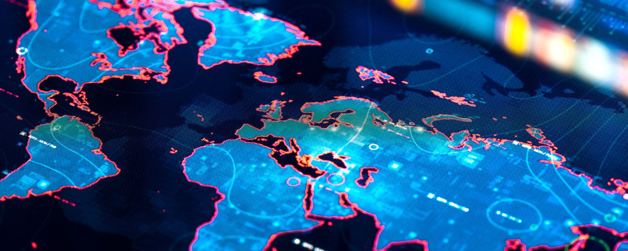 Almost-complete world map on digital display