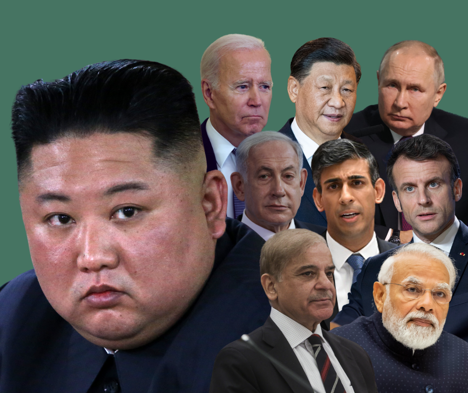 Collage of the leaders of all the nations that possess nuclear weapons