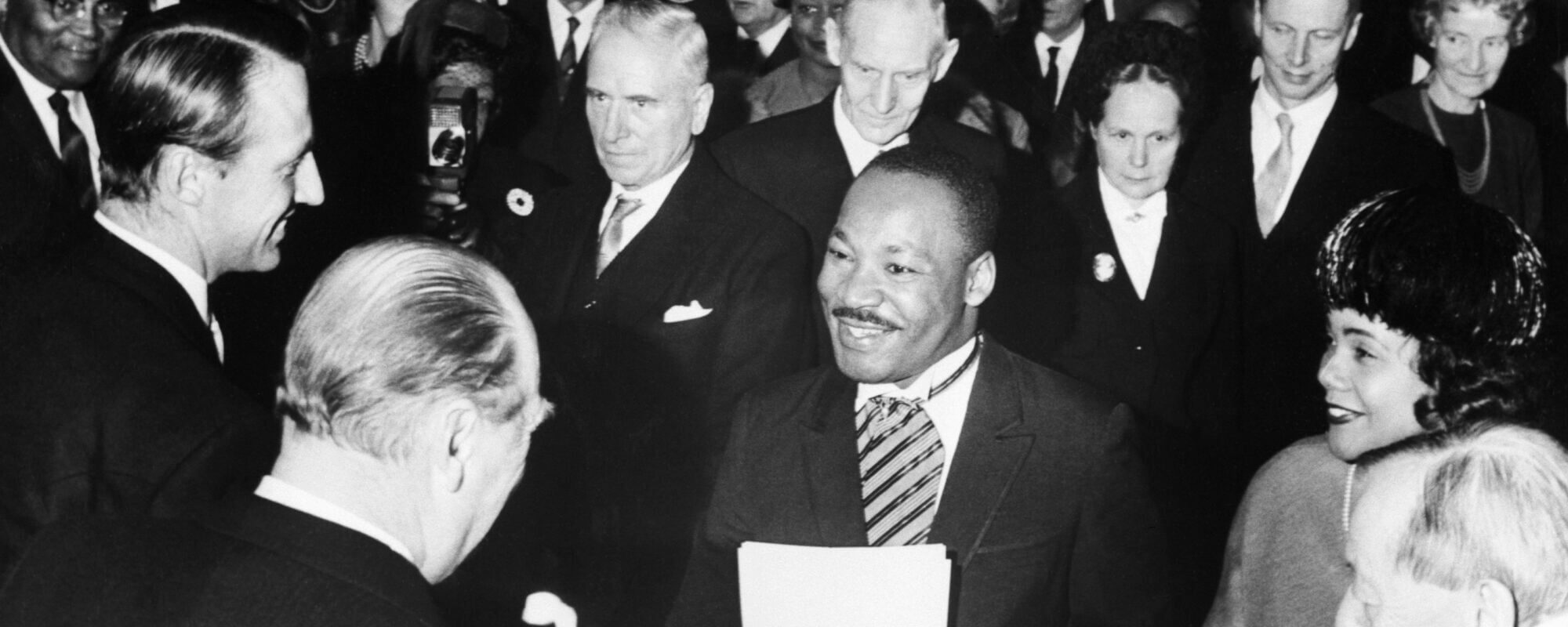 Martin Luther King, Jr. after receiving the Nobel Peace Prize in 1964.